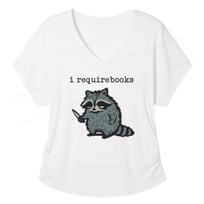 Pagewings I Require Books Soft Women's Modal V-neck T-shirt