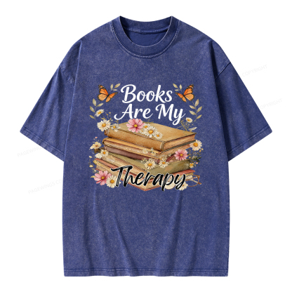 Pagewings Books Are My Therapy Unisex Washed T-shirt