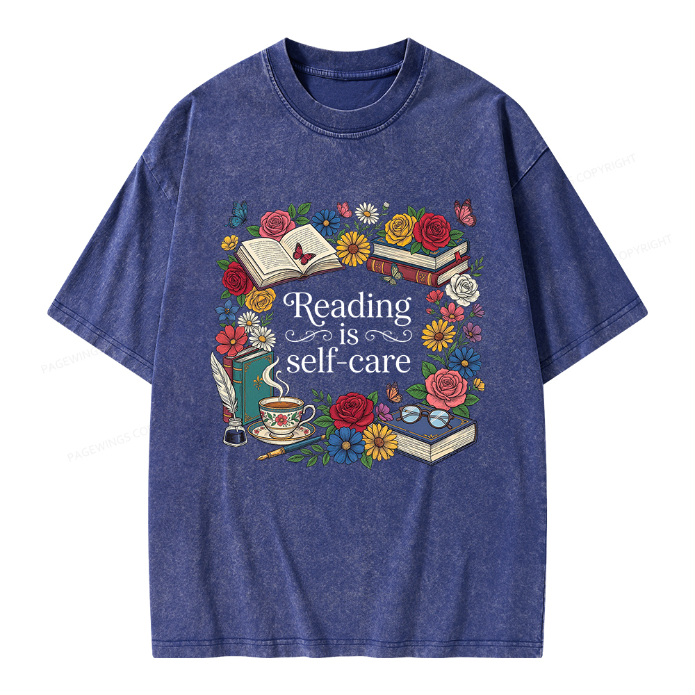 Pagewings Reading Is Self Care Unisex Washed T-shirt