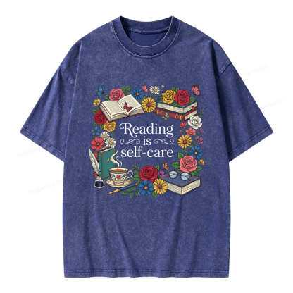 Pagewings Reading Is Self Care Unisex Washed T-shirt