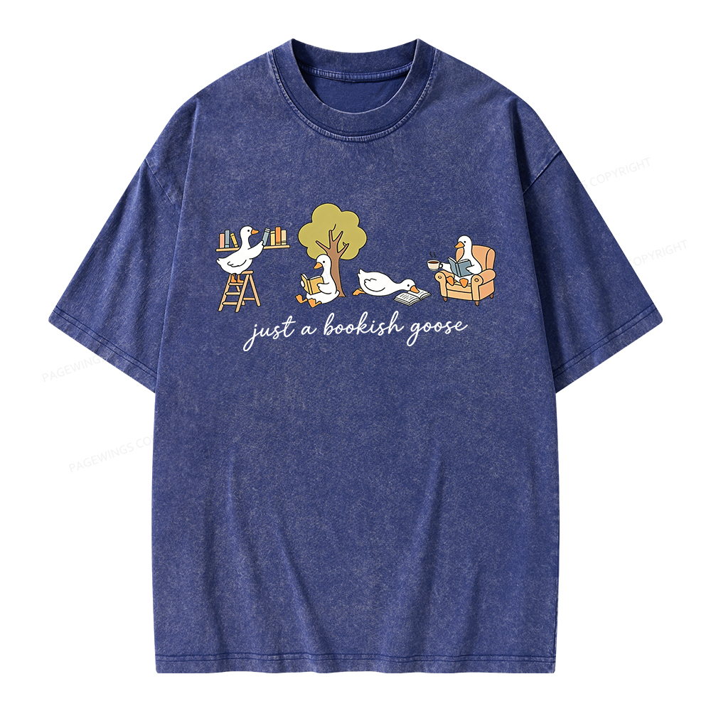Pagewings Just A Bookish Goose Unisex Washed T-shirt
