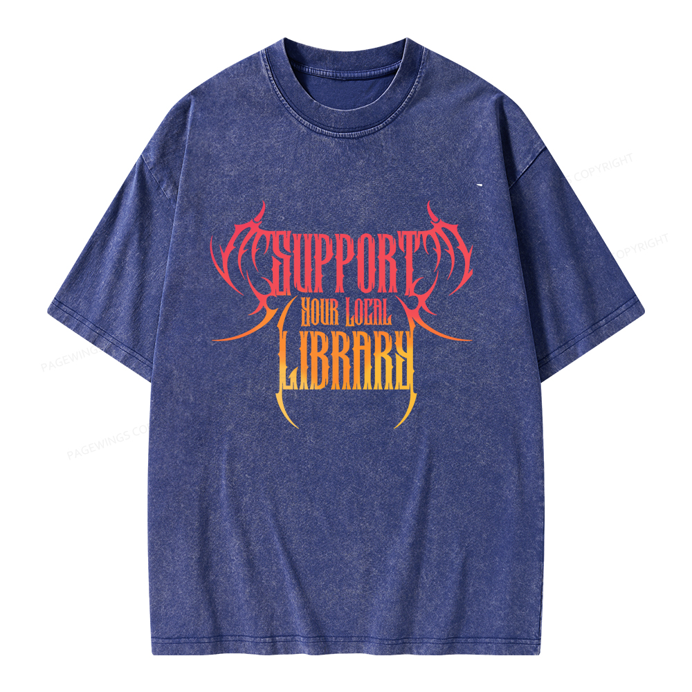 Pagewings Support Your Local Library Unisex Washed T-shirt