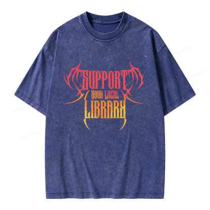 Pagewings Support Your Local Library Unisex Washed T-shirt