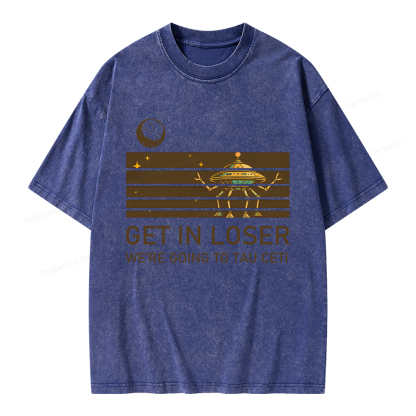 Pagewings Get In Loser Unisex Washed T-shirt