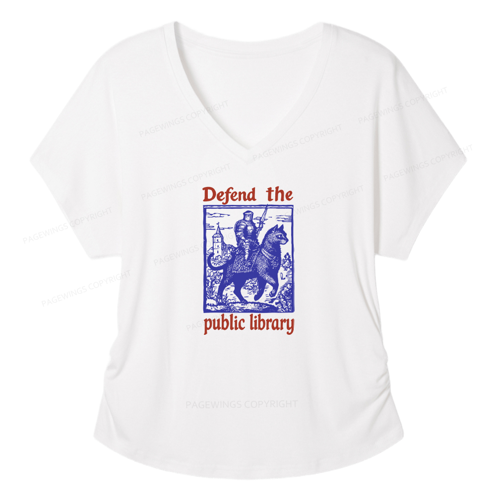 Pagewings Defend the Public Library Soft Women's Modal V-neck T-shirt  
