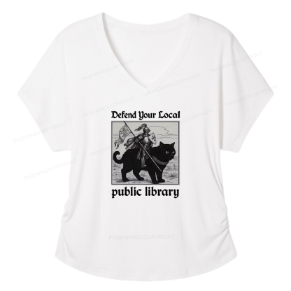 Pagewings Defend Your Local Public Library Women's Modal V-neck T-shirt  