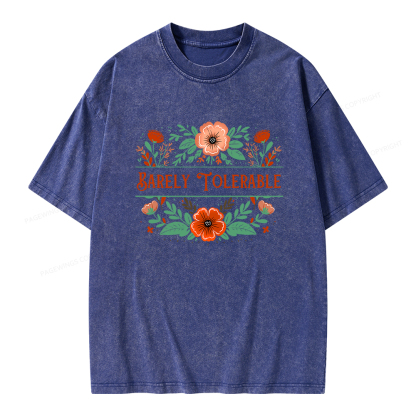 Pagewings Barely Tolerable Book Lover Bookish Unisex Washed T-shirt