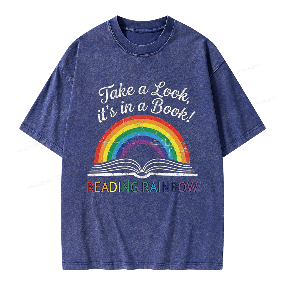Pagewings Reading Rainbow Unisex Washed T-shirt