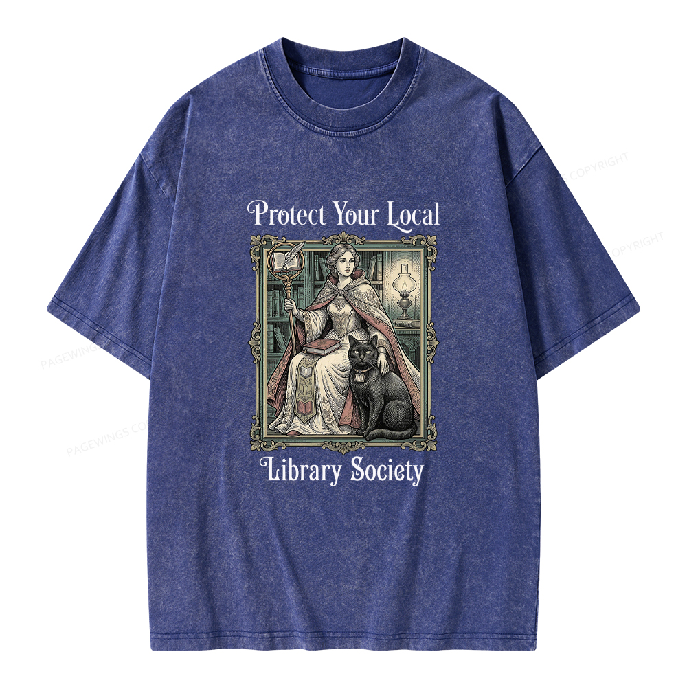 Pagewings Defend Your Local Public Library Unisex Washed T-shirt