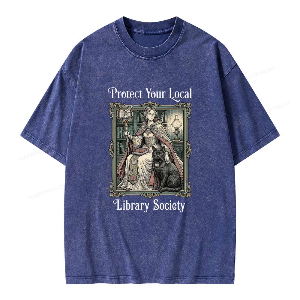 Pagewings Defend Your Local Public Library Unisex Washed T-shirt