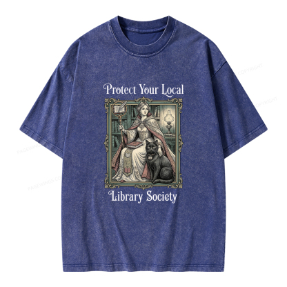 Pagewings Defend Your Local Public Library Unisex Washed T-shirt