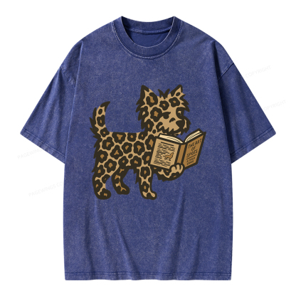 Pagewings Dog And Book Lover Unisex Washed T-shirt