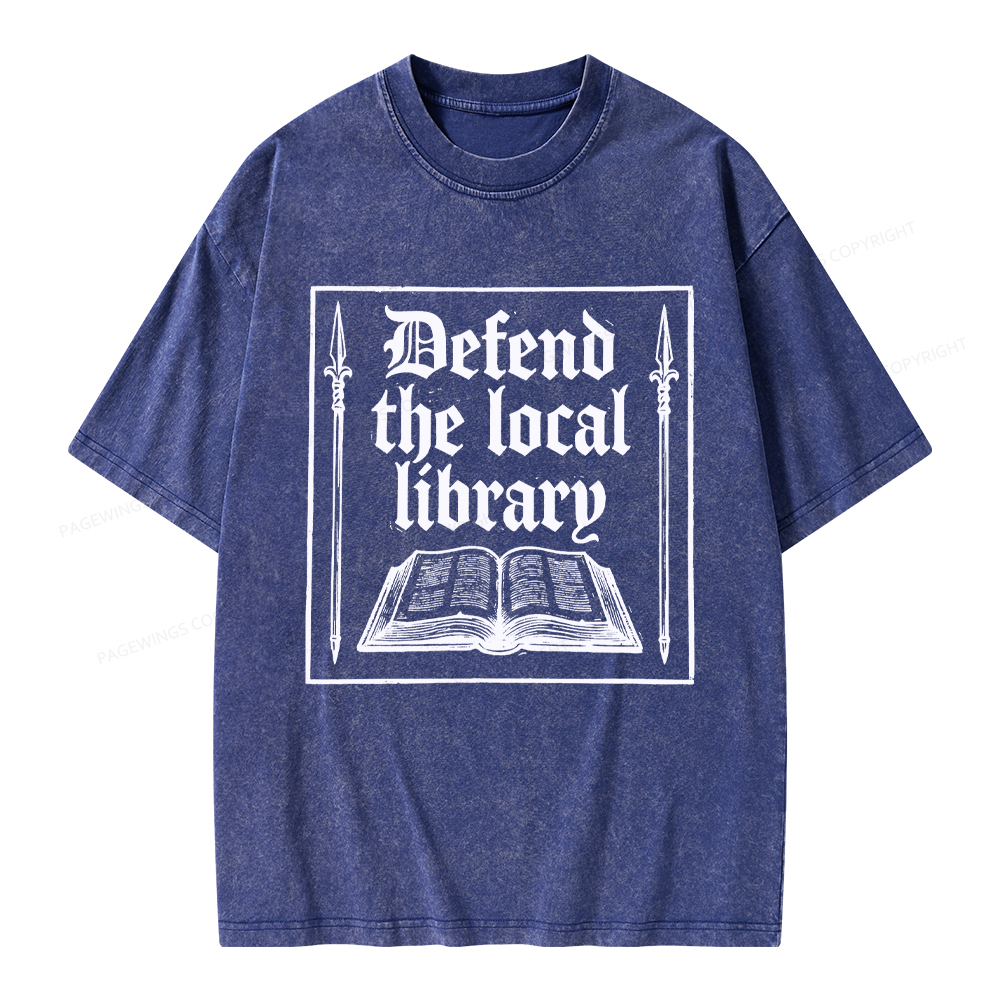 Pagewings Defend Your Local Public Library Unisex Washed T-shirt
