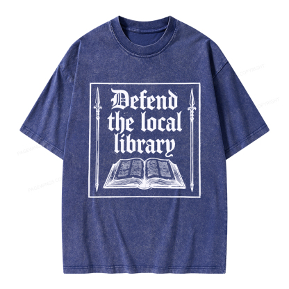 Pagewings Defend Your Local Public Library Unisex Washed T-shirt