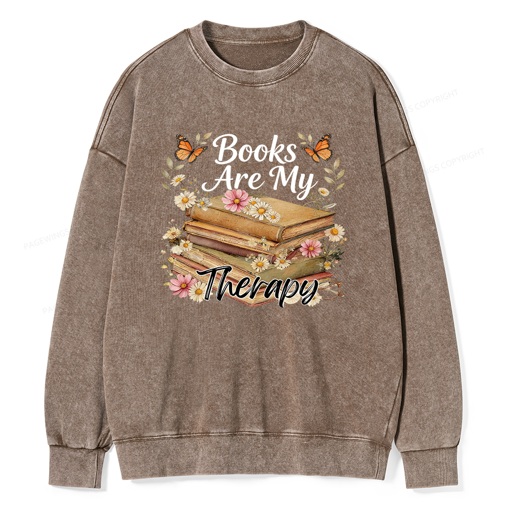 Pagewings Books Are My Therapy Unisex Washed Sweatshirt