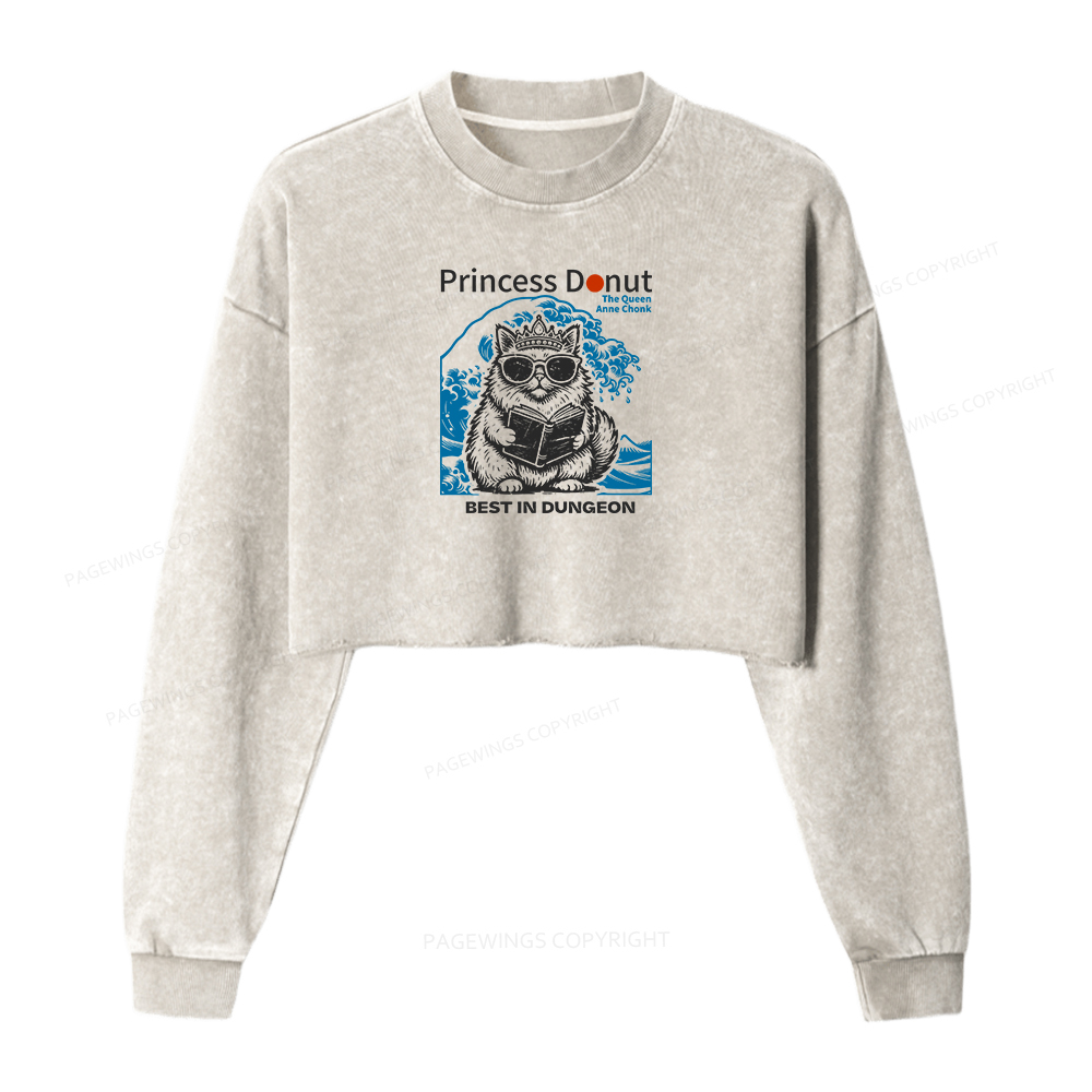 Pagewings Princess Donut Washed Crop Sweatshirt