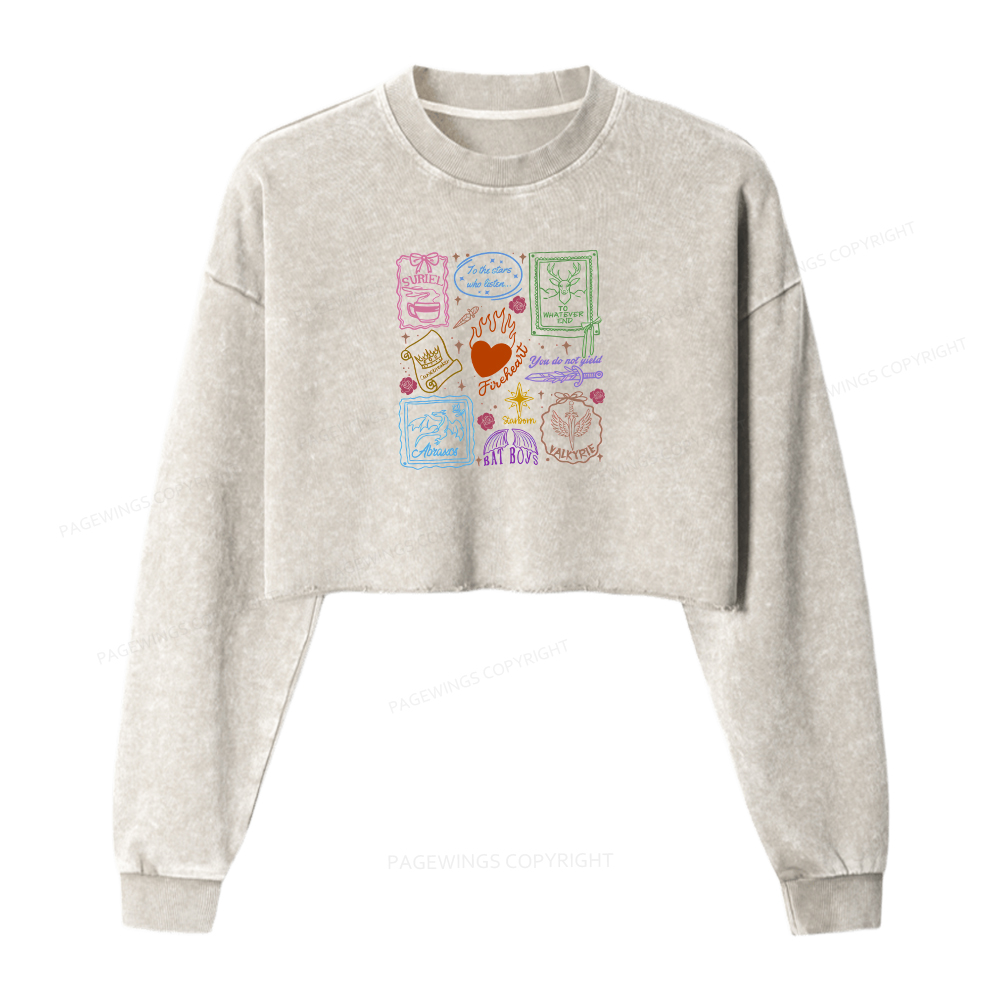 Pagewings To The Stars Who Listen Washed Crop Sweatshirt
