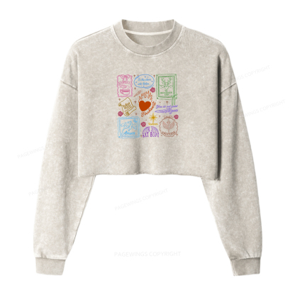 Pagewings To The Stars Who Listen Washed Crop Sweatshirt