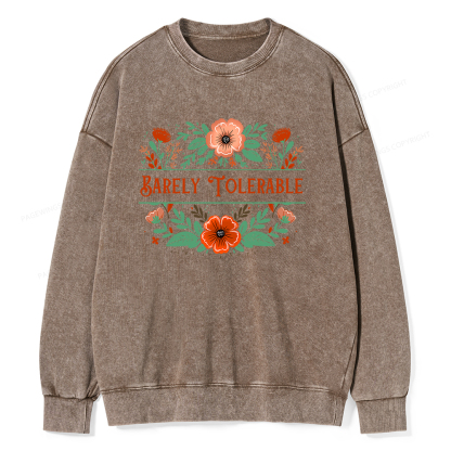 Pagewings  Barely Tolerable Book Lover Bookish Unisex Washed Sweatshirt