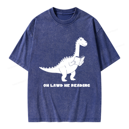 Pagewings Oh Lawd He Reading Unisex Washed T-shirt