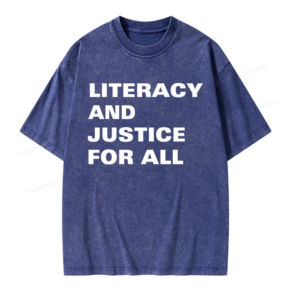 Pagewings Literacy And Justice For All Unisex Washed T-shirt