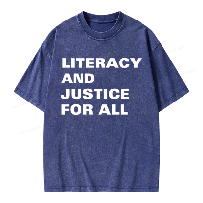 Pagewings Literacy And Justice For All Unisex Washed T-shirt