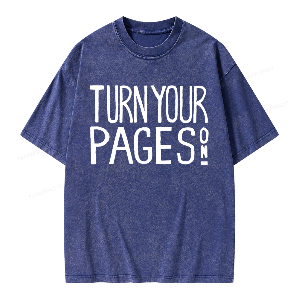 Pagewings Turn Your Pages On Unisex Washed T-shirt