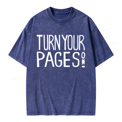 Pagewings Turn Your Pages On Unisex Washed T-shirt