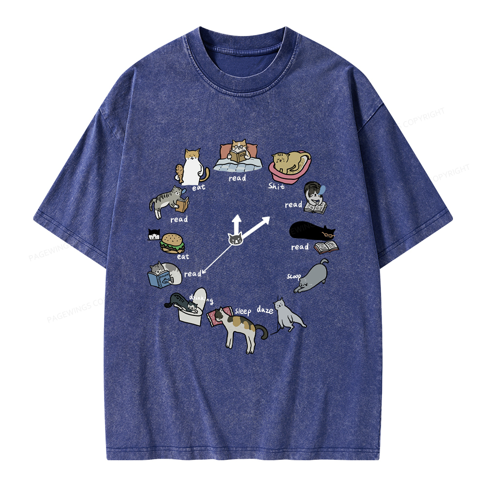 Pagewings Cat Read Unisex Washed T-shirt