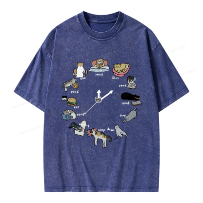 Pagewings Cat Read Unisex Washed T-shirt