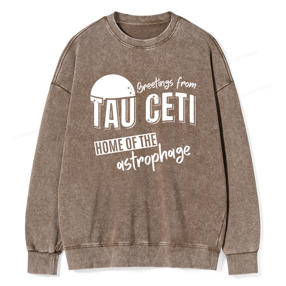 Pagewings Greetings From Tau Ceti Home Of The Astrophage Unisex Washed Sweatshirt