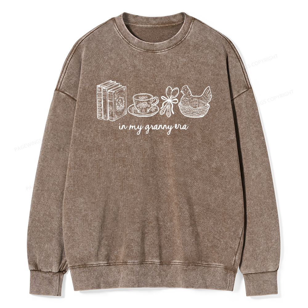 Pagewings In My Granny Era Unisex Washed Sweatshirt