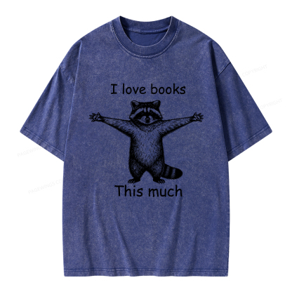 Pagewings I Love Books This Much Unisex Washed T-shirt
