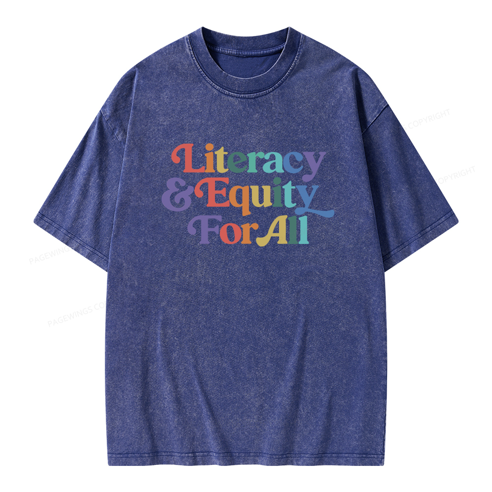 Pagewings Literacy & Equity For All Unisex Washed T-shirt
