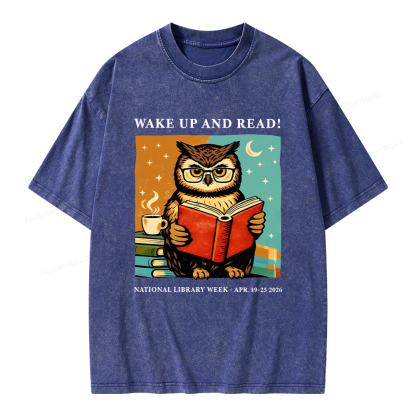 Pagewings Wake Up And Read Unisex Washed T-shirt
