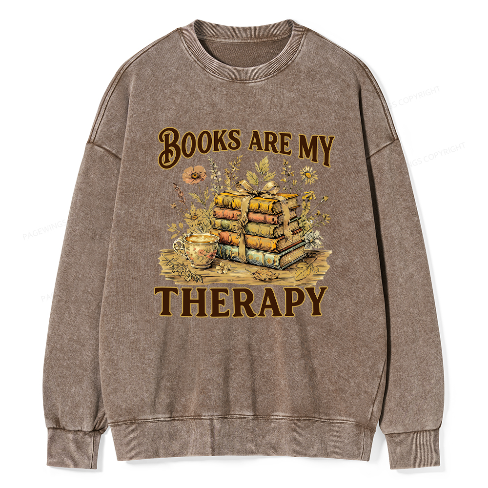 Pagewings Books Are My Therapy Unisex Washed Sweatshirt