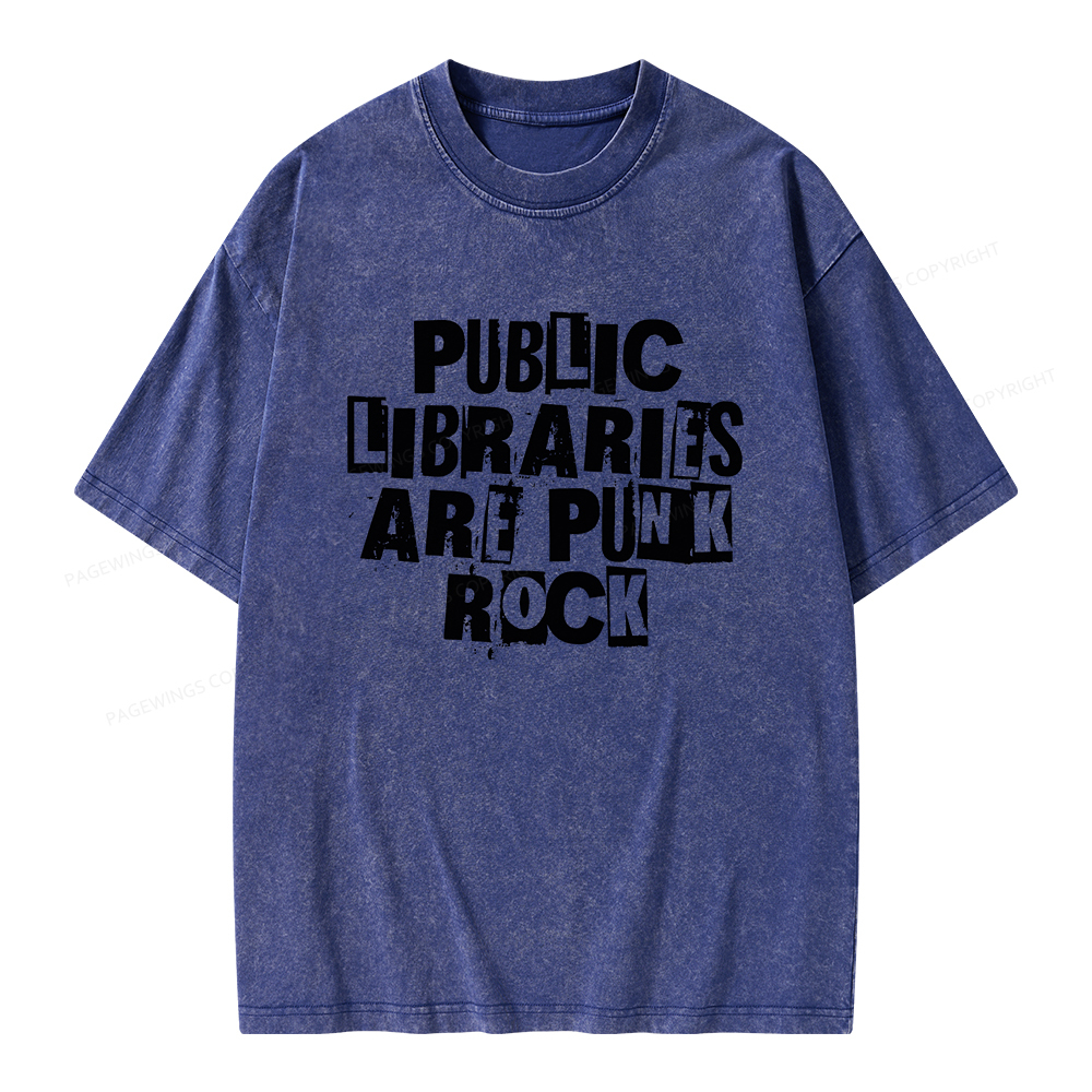 Pagewings Public Libraries Are Punk Rock Unisex Washed T-shirt