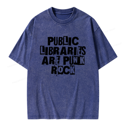 Pagewings Public Libraries Are Punk Rock Unisex Washed T-shirt