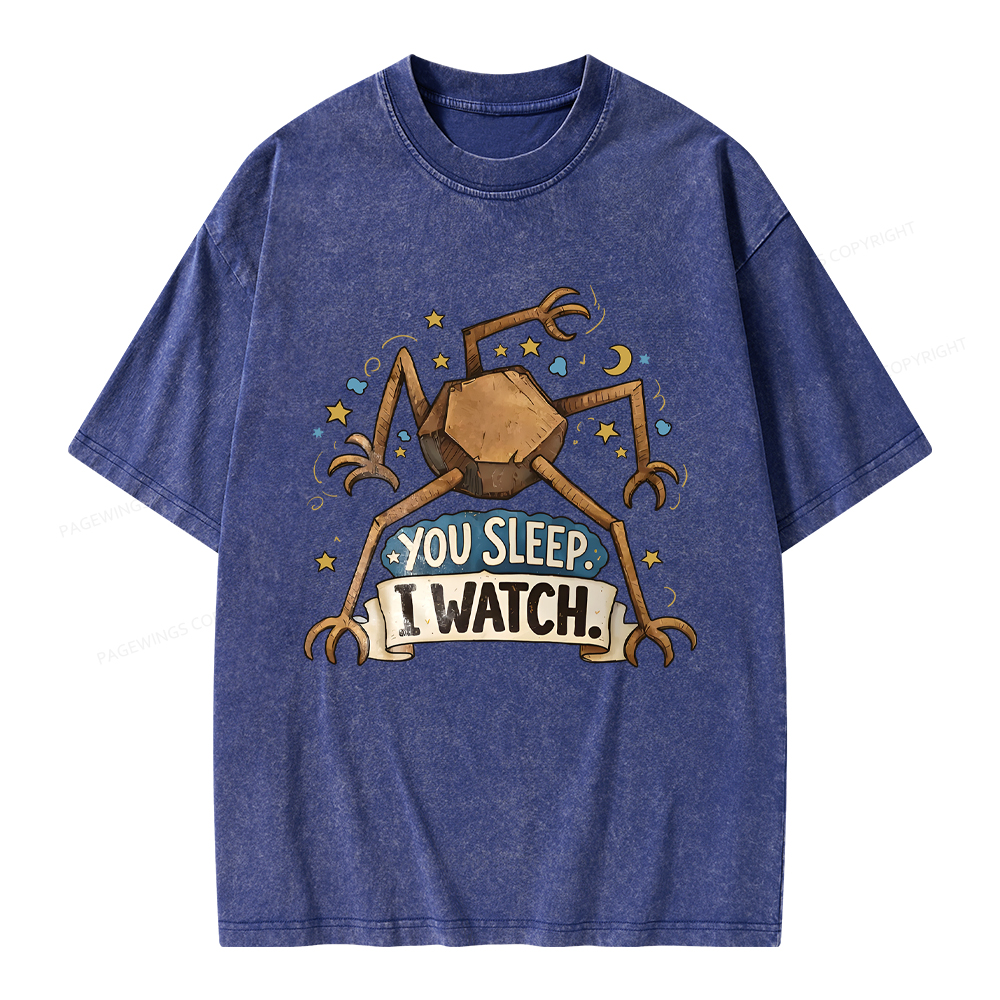 Pagewings You Sleep I Watch Unisex Washed T-shirt
