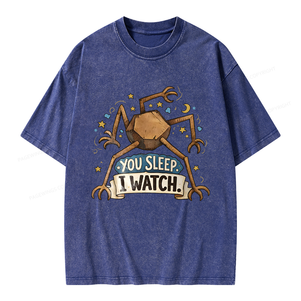 Pagewings You Sleep I Watch Unisex Washed T-shirt