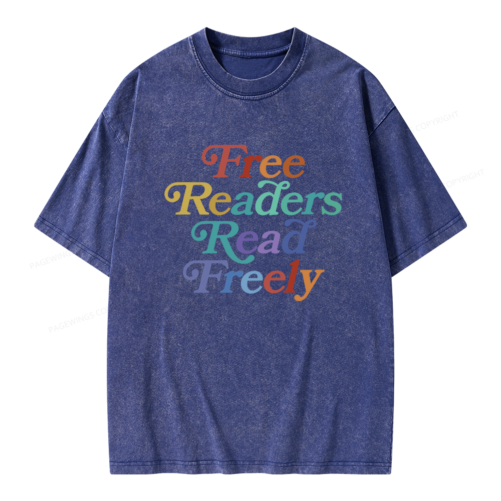 Pagewings Free Readers Read Freely Unisex Washed T-shirt