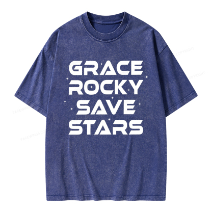 Pagewings Grace Rocky Save Stars Unisex Washed T-shirt