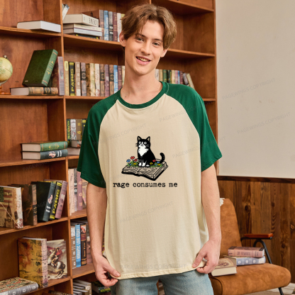 Pagewings Rage Consumes Me Raglan T-shirt
