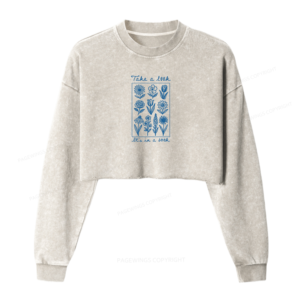 Pagewings Take A Look It’s In A Book Washed Crop Sweatshirt