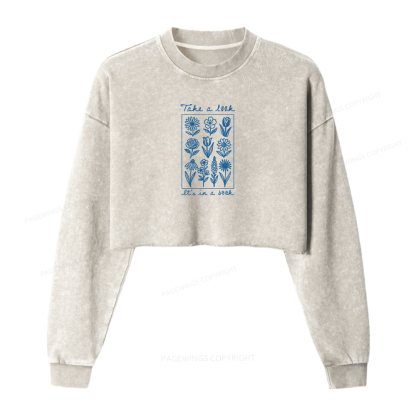 Pagewings Take A Look It’s In A Book Washed Crop Sweatshirt