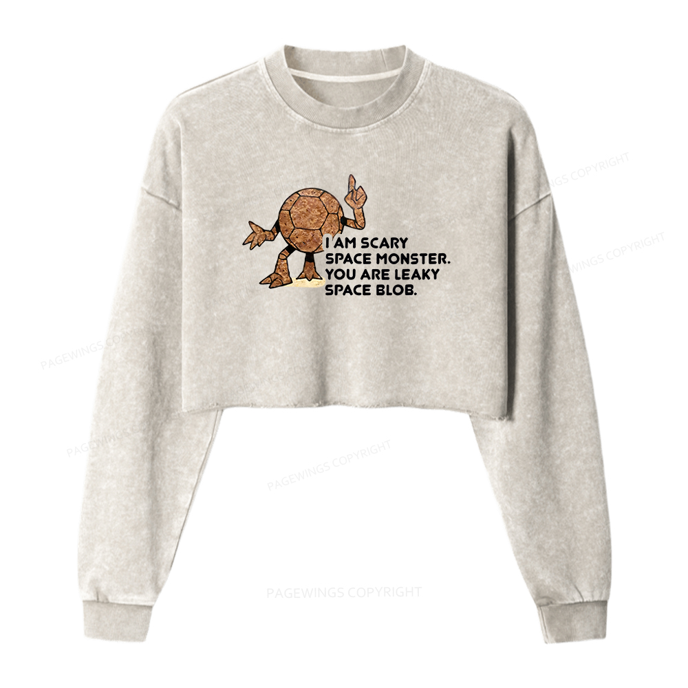 Pagewings Sci-Fi Washed Crop Sweatshirt