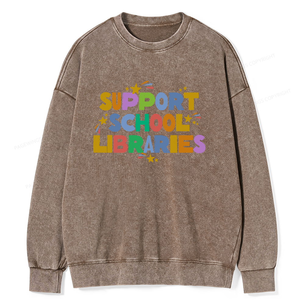 Pagewings Support School Libraries Unisex Washed Sweatshirt