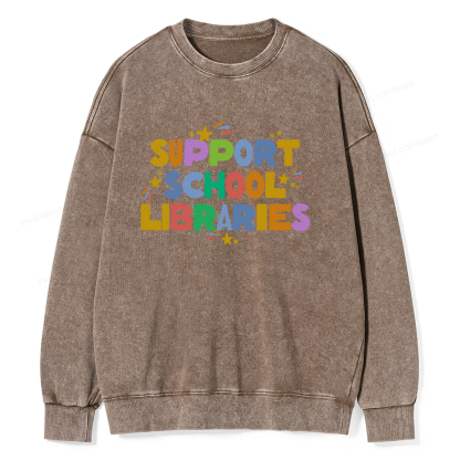 Pagewings Support School Libraries Unisex Washed Sweatshirt