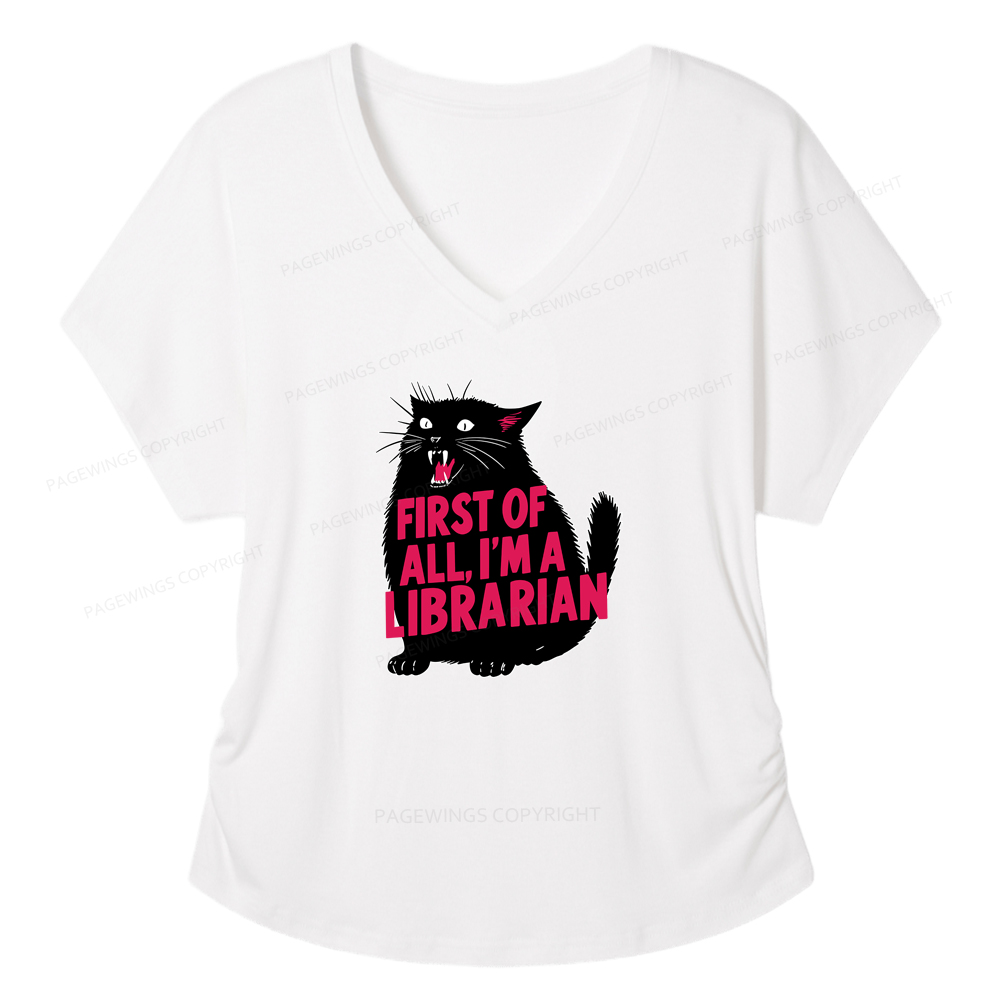 Pagewings First of All I'm a Librarian Soft Women's Modal V-neck T-shirt  