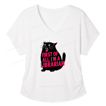 Pagewings First of All I'm a Librarian Soft Women's Modal V-neck T-shirt  